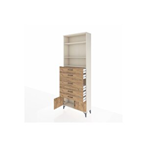 Arges Dolap 3 Raflı 5 Çekmeceli 2 Kapaklı 88x30x243 Aytaşı-çam