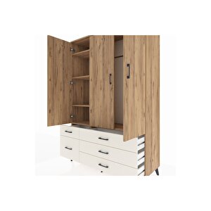 Hyperion Dolap 5 Raflı 5 Çekmeceli Tek Askılı 132x44x195 Çam-çam/aytaşı