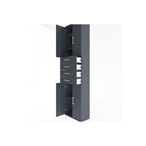 Arges Dolap 4 Raflı 4 Çekmeceli 4 Kapaklı 60x30x243 Antrasit-antrasit