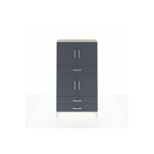 Arges Dolap 4 Raflı 3 Çekmeceli 4 Kapaklı 88x30x163 Aytaşı-antrasit