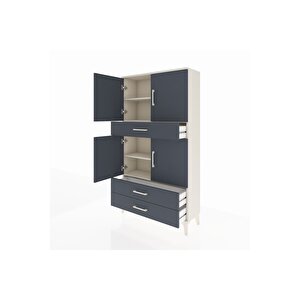 Arges Dolap 4 Raflı 3 Çekmeceli 4 Kapaklı 88x30x163 Aytaşı-antrasit