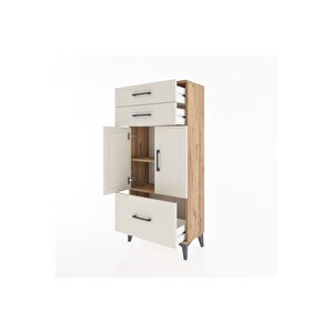 Hyperion Dolap 2 Raflı 3 Çekmeceli 2 Kapaklı 60x44x134 Çam-aytaşı