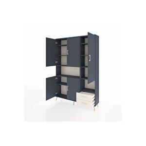 Arges Dolap 10 Raflı 2 Çekmeceli 5 Kapaklı 132x30x195 Antrasit-antrasit/aytaşı