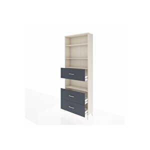 Arges Dolap 4 Raflı 3 Çekmeceli 88x30x243 Aytaşı-antrasit