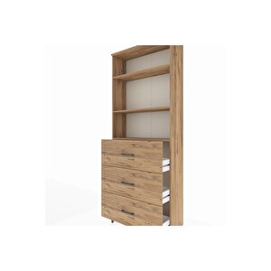 Arges Dolap 3 Raflı 3 Çekmeceli 88x30x221 Çam-çam