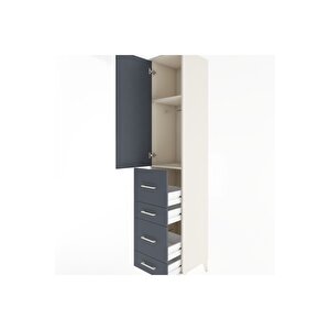 Hyperion Dolap 2 Raflı 4 Çekmeceli Tek Askılı 44x44x221 Aytaşı-antrasit