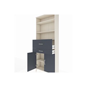 Arges Dolap 4 Raflı 2 Çekmeceli 2 Kapaklı 88x30x221 Aytaşı-antrasit