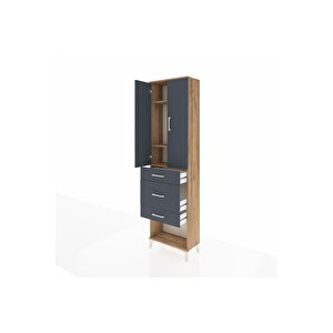 Arges Dolap 3 Raflı 3 Çekmeceli 2 Kapaklı 60x30x221 Çam-antrasit