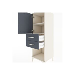 Hyperion Dolap 2 Raflı 2 Çekmeceli Tek Kapaklı 44x44x134 Aytaşı-antrasit