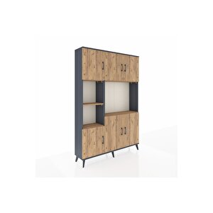 Arges Gardrop 9 Raflı 6 Kapaklı 132x30x195 Antrasit-çam