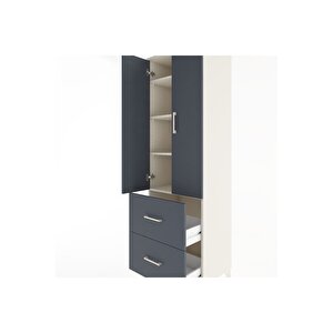 Hyperion Dolap 4 Raflı 2 Çekmeceli 2 Kapaklı 60x44x195 Aytaşı-antrasit