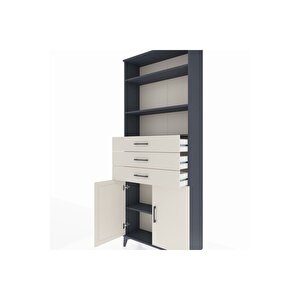 Arges Dolap 4 Raflı 3 Çekmeceli 2 Kapaklı 88x30x221 Antrasit-aytaşı