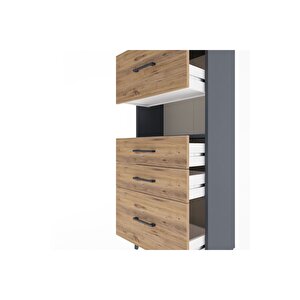 Arges Dolap Tek Raflı 4 Çekmeceli 60x30x134 Antrasit-çam