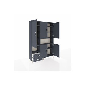 Arges Gardrop 10 Raflı 2 Çekmeceli 5 Kapaklı 132x30x195 Antrasit-antrasit