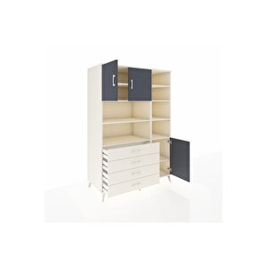 Kronos Dolap 9 Raflı 4 Çekmeceli 3 Kapaklı 132x59x195 Aytaşı-antrasit/aytaşı