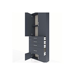 Arges Dolap 2 Raflı 4 Çekmeceli 4 Kapaklı 88x30x243 Antrasit-antrasit