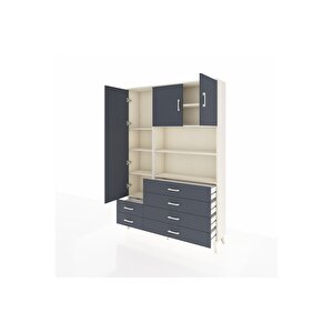 Arges Gardrop 8 Raflı 6 Çekmeceli 3 Kapaklı 132x30x195 Aytaşı-antrasit