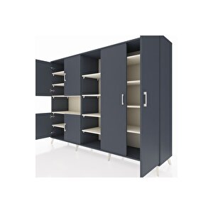 Hyperion Dolap 13 Raflı 6 Kapaklı 220x44x163 Antrasit-antrasit/aytaşı