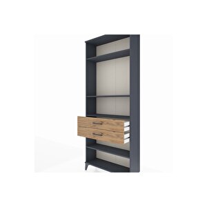 Arges Dolap 4 Raflı 2 Çekmeceli 88x30x221 Antrasit-çam