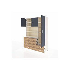 Hyperion Dolap 9 Raflı 6 Çekmeceli 3 Kapaklı 132x44x195 Aytaşı-antrasit/çam