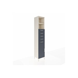 Hyperion Dolap 3 Raflı 5 Çekmeceli Tek Kapaklı 44x44x243 Aytaşı-antrasit