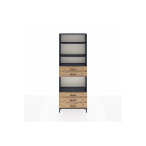 Arges Dolap 4 Raflı 5 Çekmeceli 88x30x243 Antrasit-çam