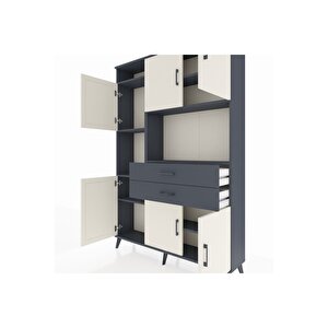 Arges Dolap 8 Raflı 2 Çekmeceli 6 Kapaklı 132x30x195 Antrasit-aytaşı/antrasit