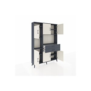 Arges Dolap 8 Raflı 2 Çekmeceli 6 Kapaklı 132x30x195 Antrasit-aytaşı/antrasit