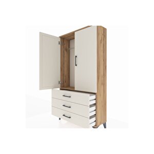 Arges Dolap Tek Raflı 3 Çekmeceli Tek Askılı 88x30x163 Çam-aytaşı