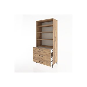 Hyperion Dolap 4 Raflı 3 Çekmeceli 88x44x195 Çam-çam