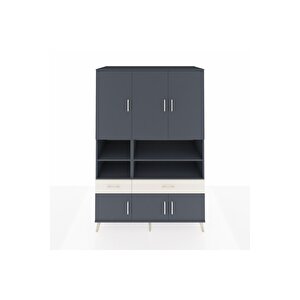 Kronos Dolap 8 Raflı 2 Çekmeceli 6 Kapaklı 132x59x195 Antrasit-antrasit/aytaşı