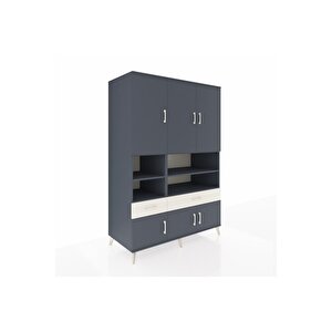 Kronos Dolap 8 Raflı 2 Çekmeceli 6 Kapaklı 132x59x195 Antrasit-antrasit/aytaşı