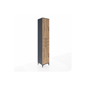 Hyperion Dolap 4 Raflı 3 Çekmeceli 2 Kapaklı 44x44x243 Antrasit-çam