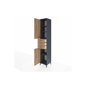Hyperion Dolap 4 Raflı 3 Çekmeceli 2 Kapaklı 44x44x243 Antrasit-çam