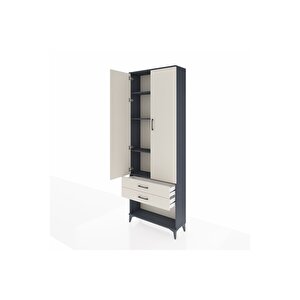 Arges Dolap 4 Raflı 2 Çekmeceli 2 Kapaklı 88x30x243 Antrasit-aytaşı