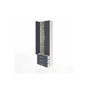 Arges Dolap 3 Raflı 3 Çekmeceli Tek Askılı 60x30x221 Aytaşı-antrasit