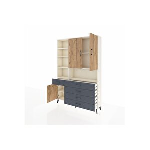 Arges Dolap 8 Raflı 5 Çekmeceli 3 Kapaklı 132x30x195 Aytaşı-çam/antrasit