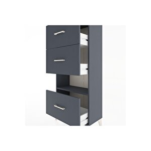 Hyperion Dolap Tek Raflı 3 Çekmeceli 60x44x134 Antrasit-antrasit