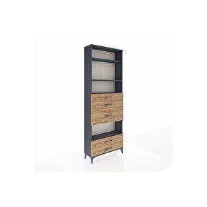 Arges Dolap 4 Raflı 5 Çekmeceli 88x30x243 Antrasit-çam