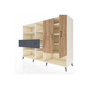 Kronos Dolap 10 Raflı 2 Çekmeceli 2 Kapaklı 220x59x163 Aytaşı-çam/antrasit