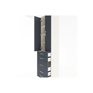 Hyperion Dolap 4 Raflı 5 Çekmeceli 2 Kapaklı 60x44x243 Aytaşı-antrasit