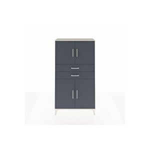 Arges Dolap 3 Raflı 2 Çekmeceli 4 Kapaklı 88x30x163 Aytaşı-antrasit
