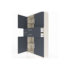 Arges Dolap 3 Raflı 2 Çekmeceli 4 Kapaklı 88x30x163 Aytaşı-antrasit