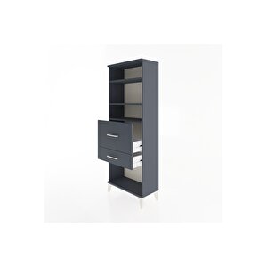 Arges Dolap 3 Raflı 2 Çekmeceli 60x30x163 Antrasit-antrasit