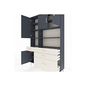 Arges Dolap 9 Raflı 4 Çekmeceli 4 Kapaklı 132x30x195 Antrasit-antrasit/aytaşı