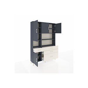 Arges Dolap 9 Raflı 4 Çekmeceli 4 Kapaklı 132x30x195 Antrasit-antrasit/aytaşı