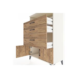 Hyperion Dolap Tek Raflı 3 Çekmeceli 2 Kapaklı 88x44x134 Aytaşı-çam