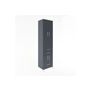 Hyperion Dolap 5 Raflı 3 Çekmeceli 4 Kapaklı 60x44x243 Antrasit-antrasit