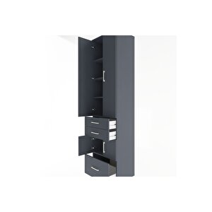 Hyperion Dolap 5 Raflı 3 Çekmeceli 4 Kapaklı 60x44x243 Antrasit-antrasit