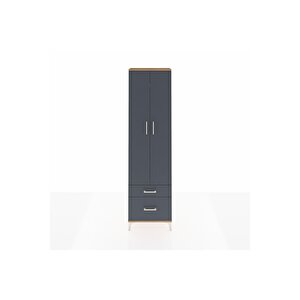 Arges Dolap 3 Raflı 2 Çekmeceli Tek Askılı 60x30x221 Çam-antrasit